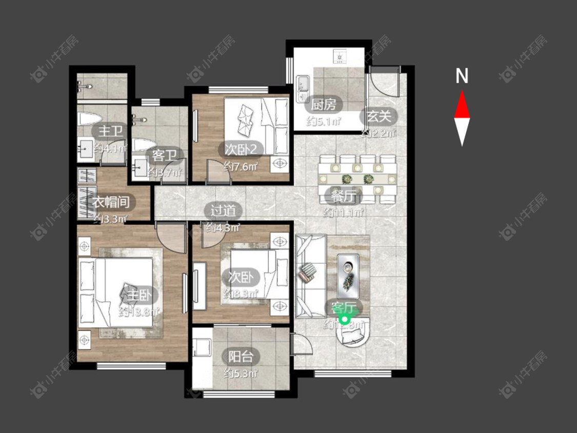 常州金地格林郡在售二手房源户型图_小牛看房
