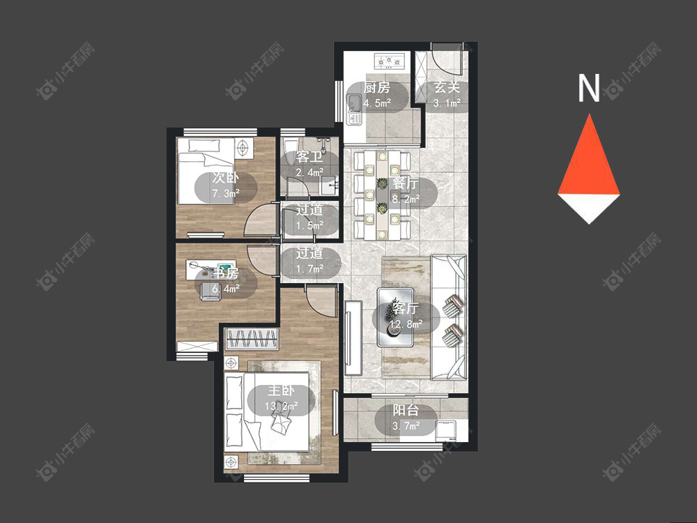 路劲城市主场房源户型图 常州路劲城市主场在售二手房源户型图_小牛看房