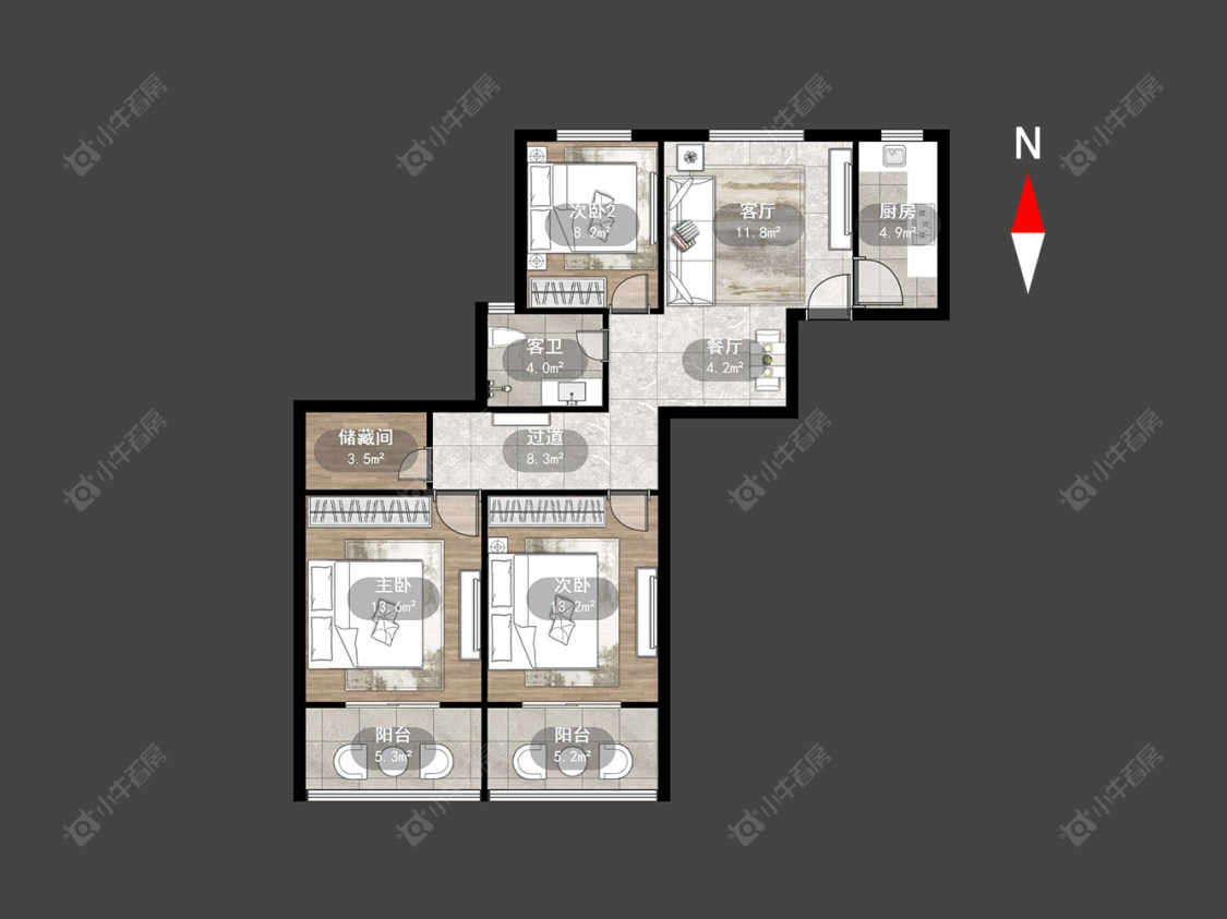 常州青山湾北区在售二手房源户型图_小牛看房