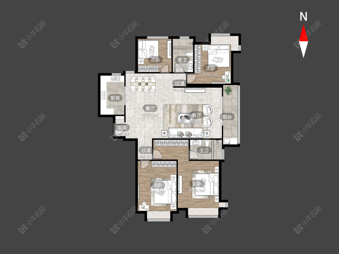 常州世茂香槟湖三期在售二手房源户型图_小牛看房