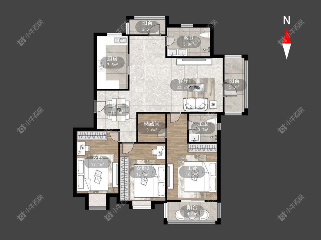 常州荣亨逸都3室2厅2卫出租房源图片