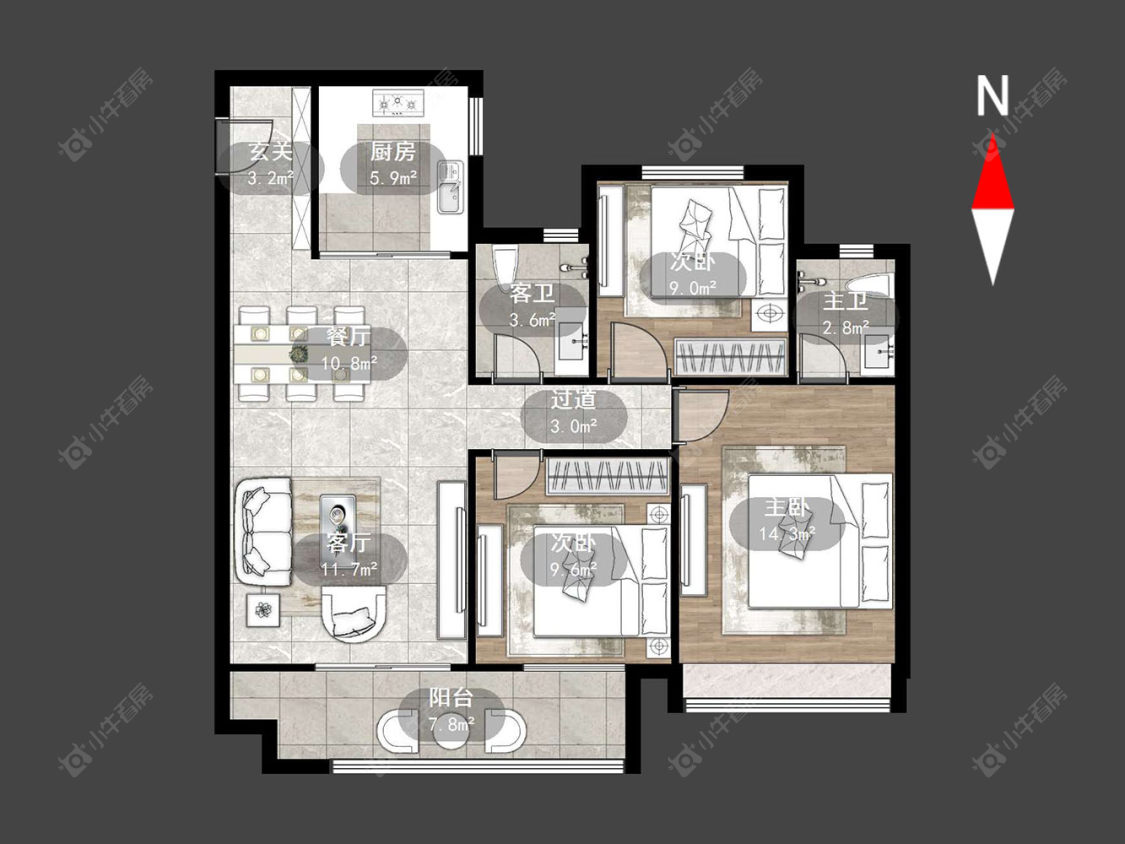 龙宸铭著房源户型图 常州龙宸铭著在售二手房源户型图_小牛看房