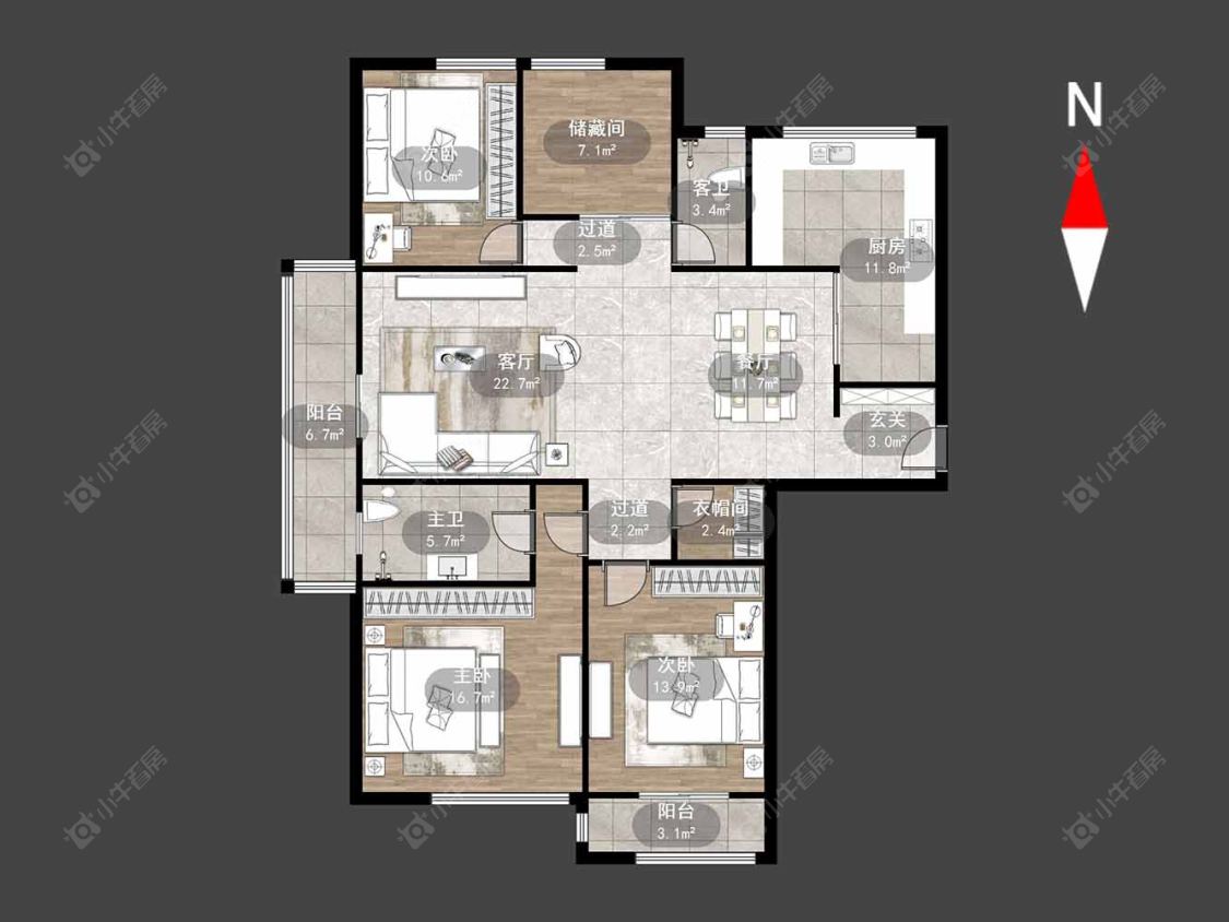 常州莱蒙城睿景公寓在售二手房源户型图_小牛看房