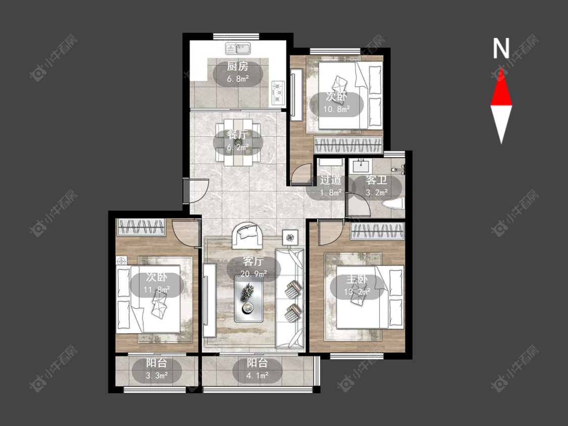 常州花园西村在售二手房源户型图_小牛看房