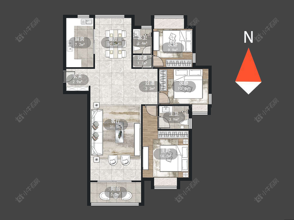 常州龙湖龙誉城三期在售二手房源户型图_小牛看房