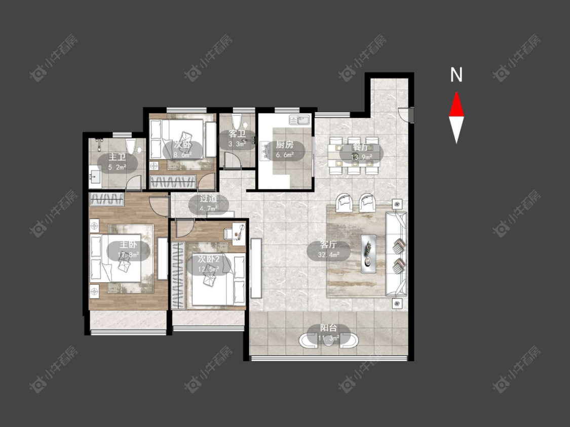 常州龙湖景粼天著在售二手房源户型图_小牛看房