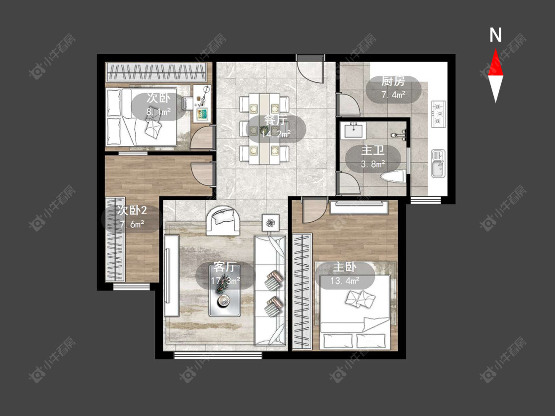 常州世纪华城西区在售二手房源户型图_小牛看房