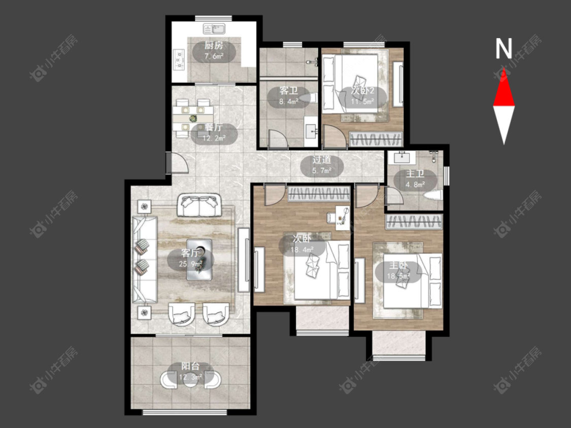 常州申达花苑在售二手房源户型图_小牛看房