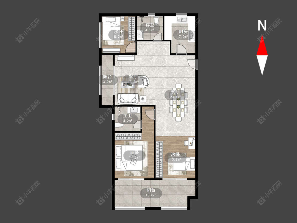 路劲城二期房源户型图 常州路劲城二期在售二手房源户型图_小牛看房