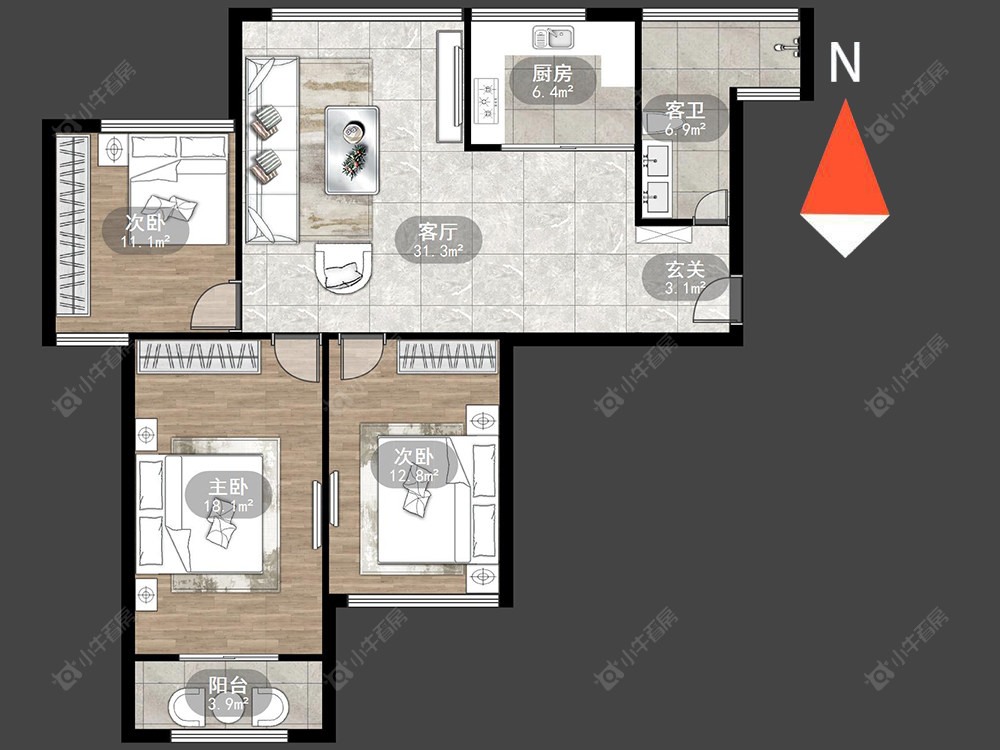 常州摩尔上品在售二手房源户型图_小牛看房