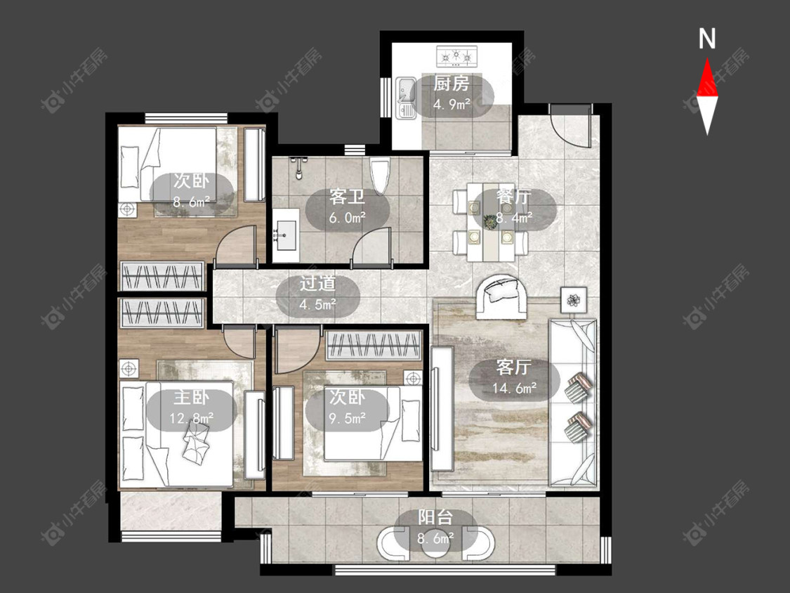 常州牡丹招商公园学府在售二手房源户型图_小牛看房