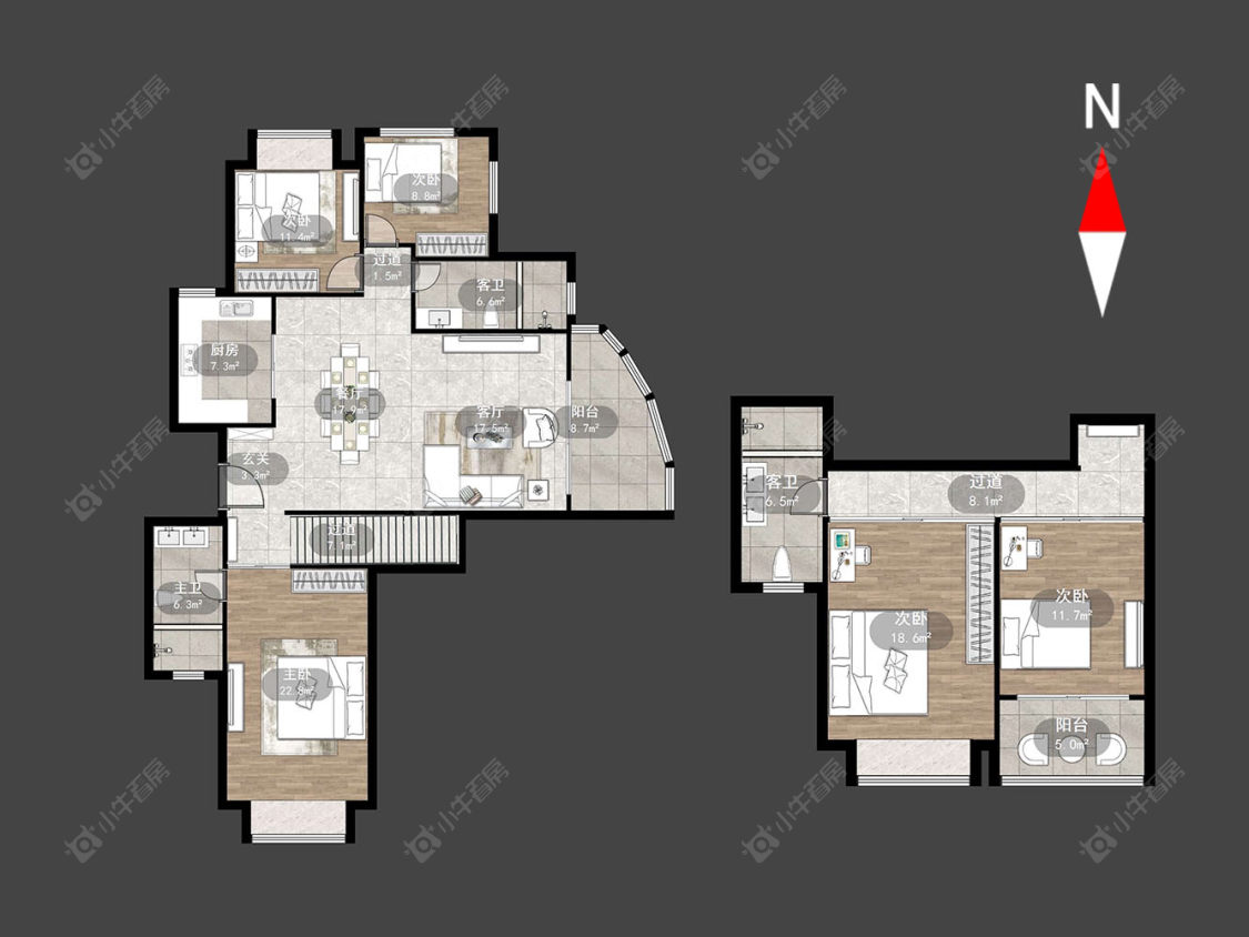 常州世茂香槟湖四期在售二手房源户型图_小牛看房