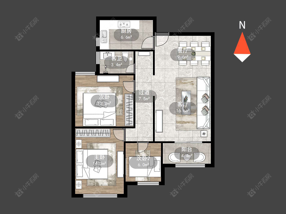 常州外滩1号3室1厅在售二手房房源图片
