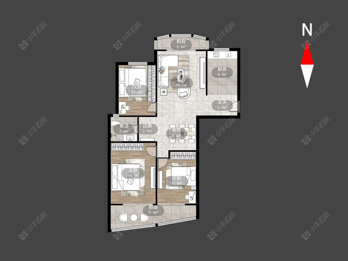常州中央花园在售二手房源户型图_小牛看房