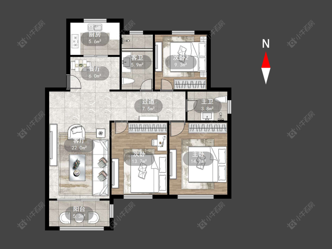常州新闸花苑在售二手房源户型图_小牛看房