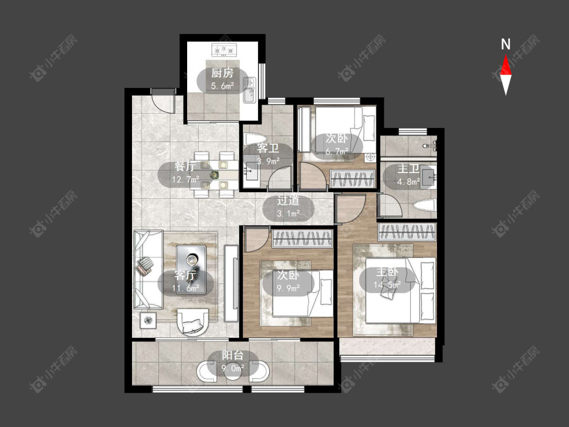 新城萃隽房源户型图 常州新城萃隽在售二手房源户型图_小牛看房
