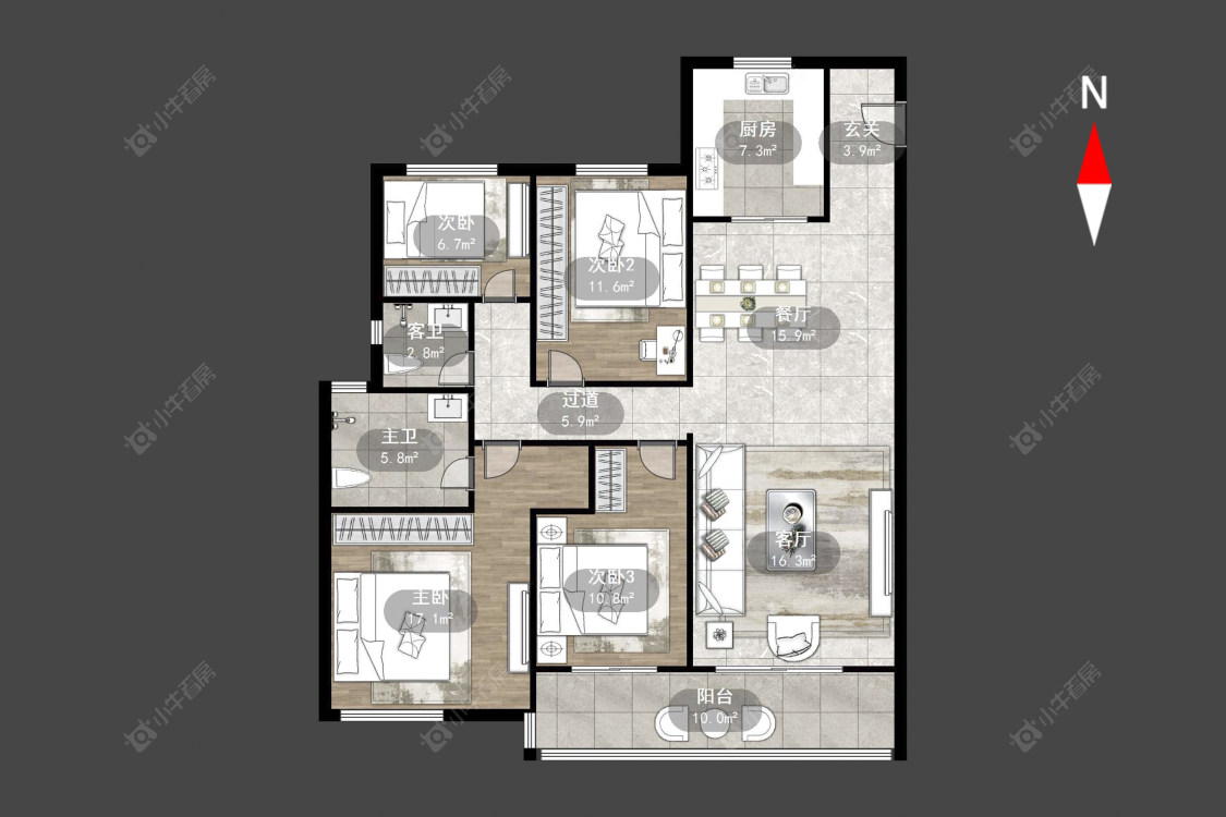 常州美的国宾府在售二手房源户型图_小牛看房