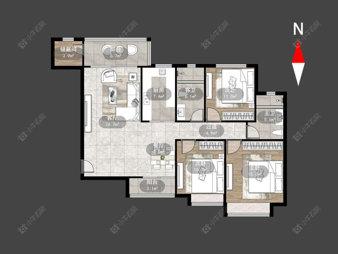 常州恒大翡翠华庭在售二手房源户型图_小牛看房