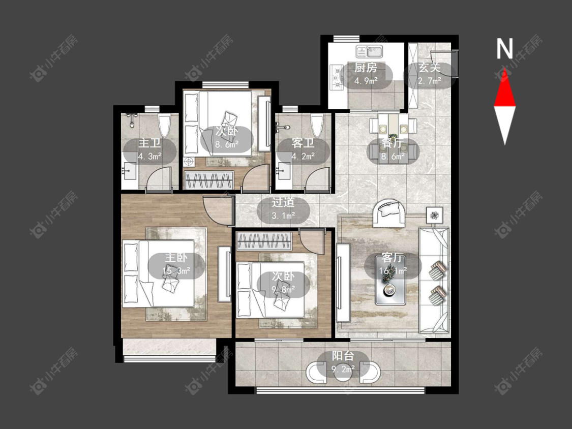 常州中梁金科启宸在售二手房源户型图_小牛看房