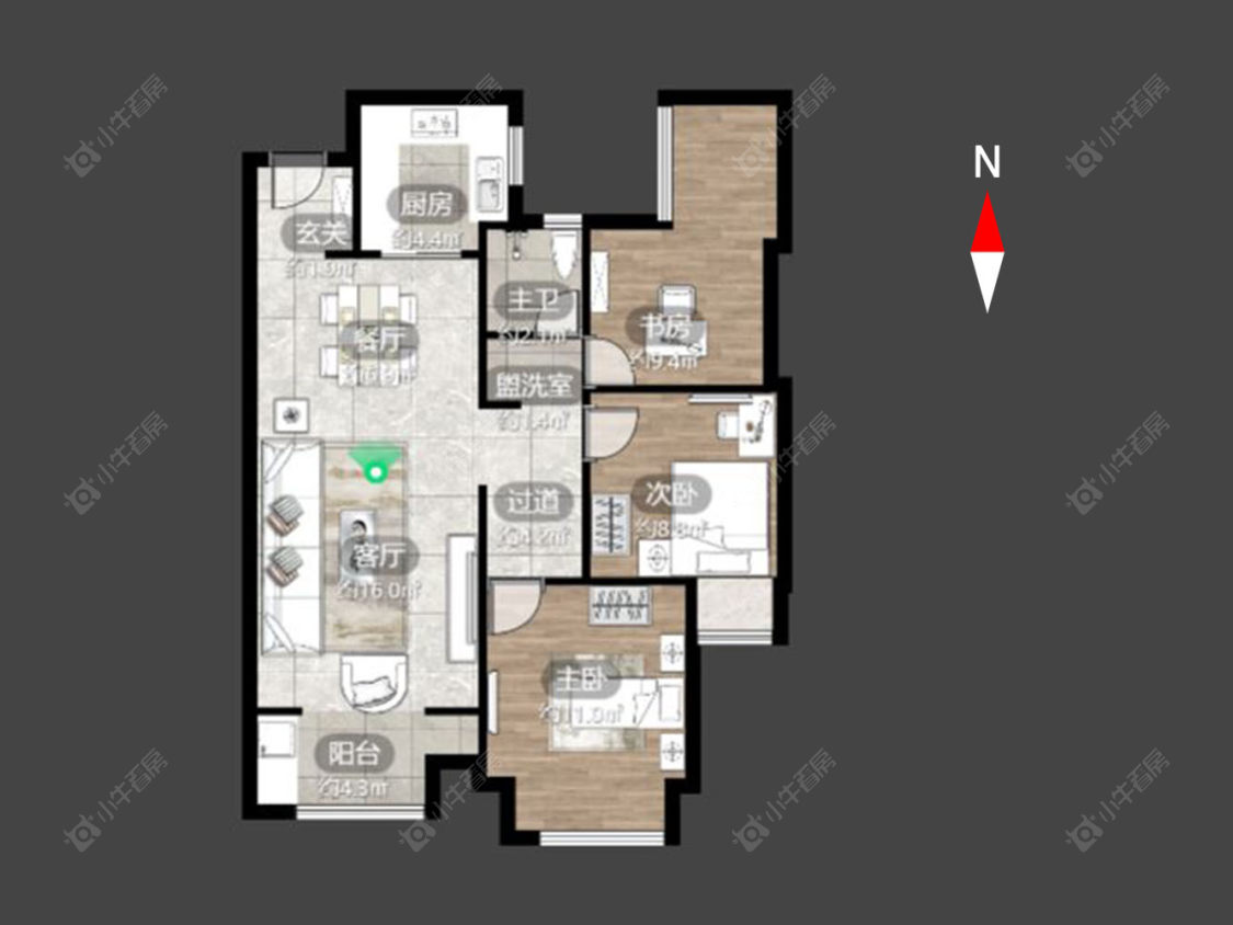 常州牡丹水岸国际在售二手房源户型图_小牛看房