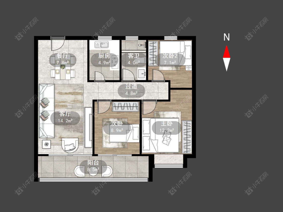 常州美林湖龙门里在售二手房源户型图_小牛看房
