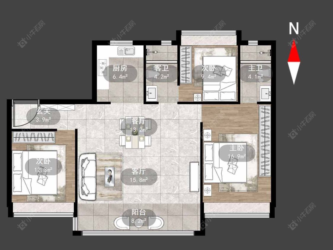 常州碧桂园新月时光在售二手房源户型图_小牛看房
