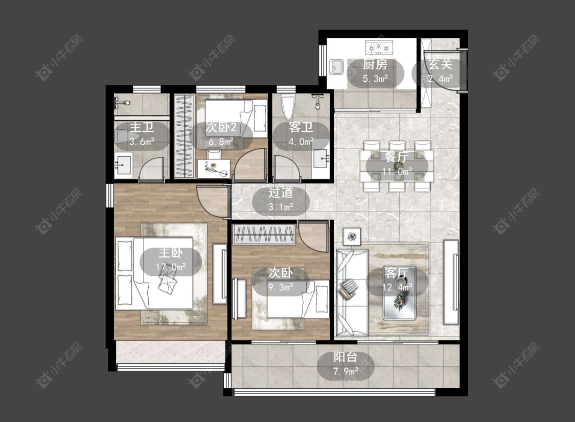 常州牡丹三江公馆在售二手房源户型图_小牛看房