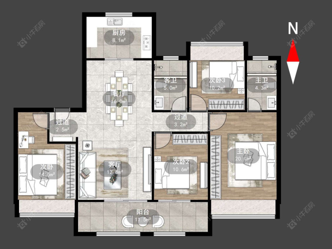 常州牡丹水岸首府在售二手房源户型图_小牛看房