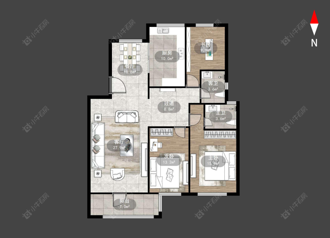 常州天安河滨花园在售二手房源户型图_小牛看房