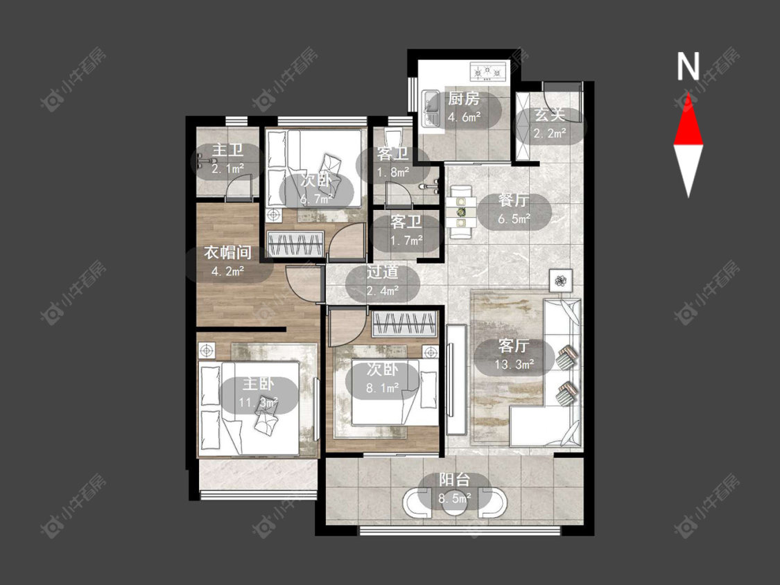 常州嘉宏蓝爵在售二手房源户型图_小牛看房