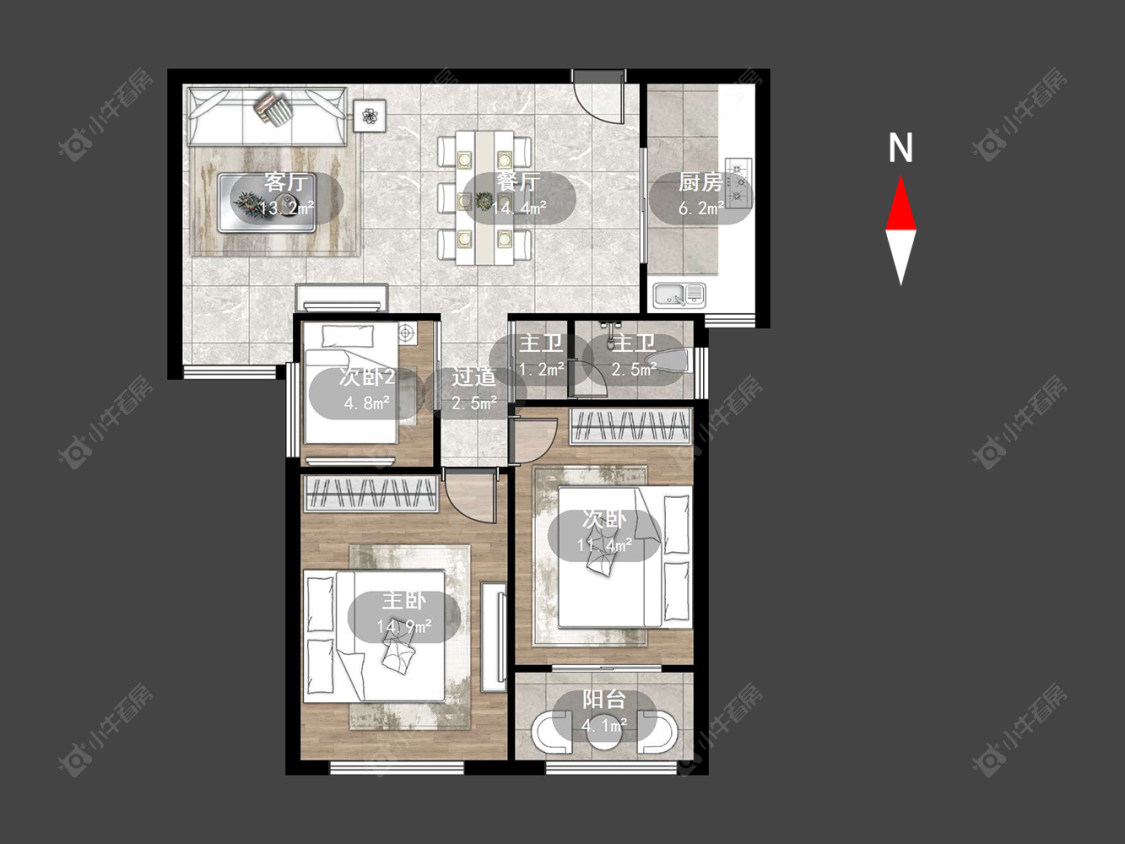 常州银河湾第一城二期在售二手房源户型图_小牛看房