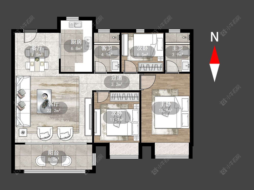 常州新城路劲·西岸时光在售二手房源户型图_小牛看房