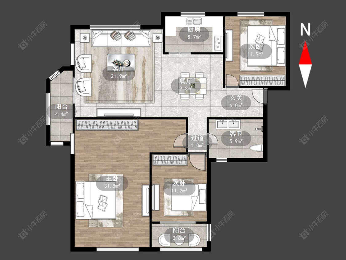 常州公园壹号一二期在售二手房源户型图_小牛看房