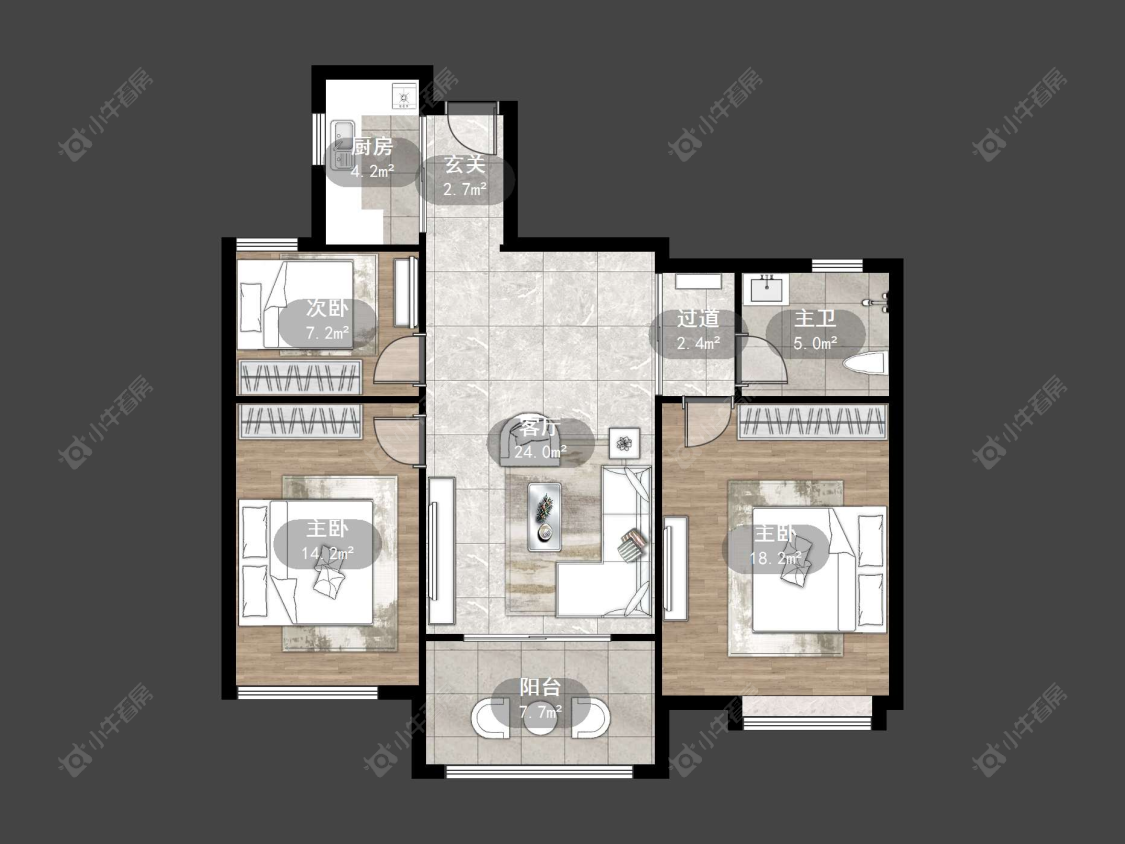 常州昆仑华府在售二手房源户型图_小牛看房