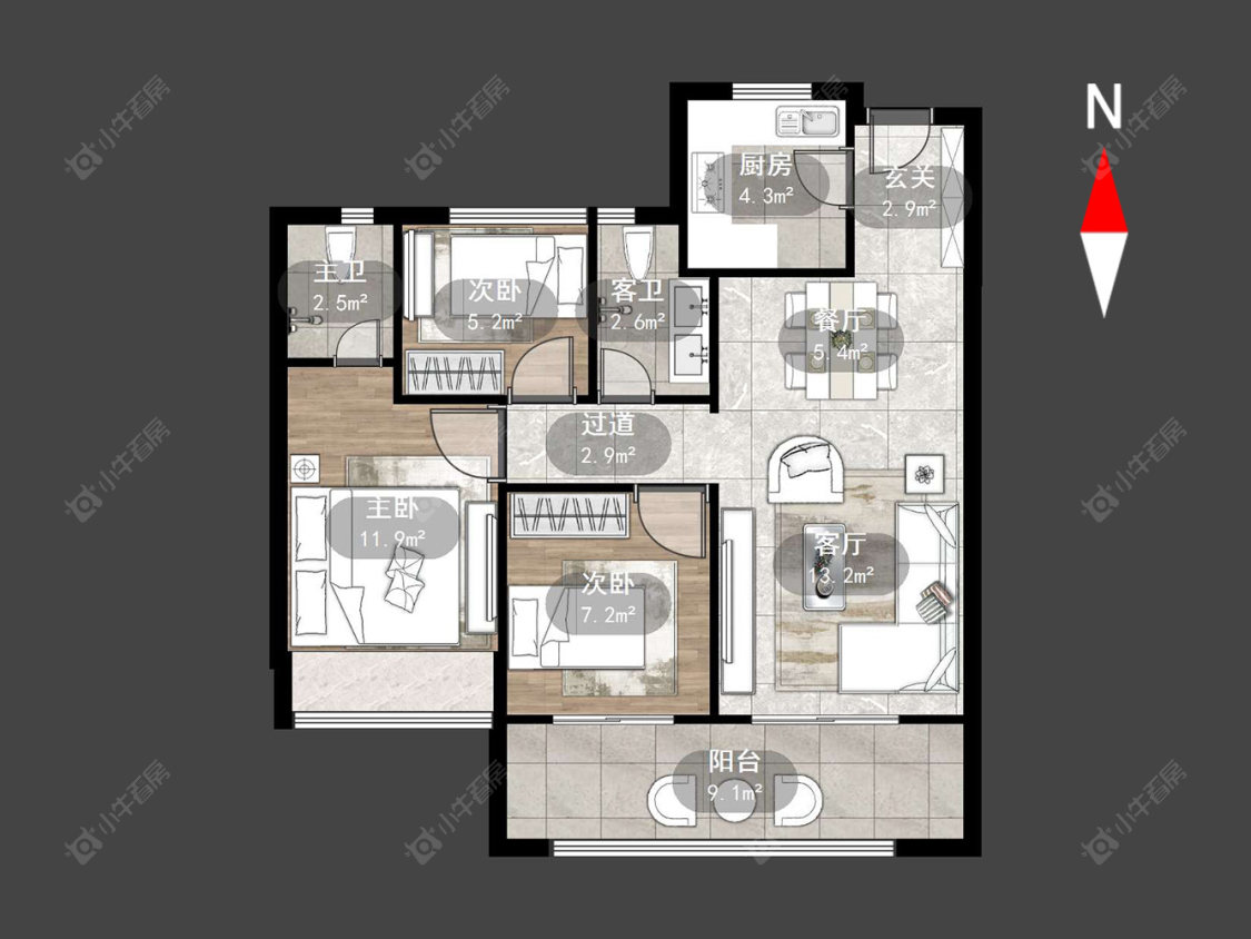 常州三盛璞悦湾在售二手房源户型图_小牛看房