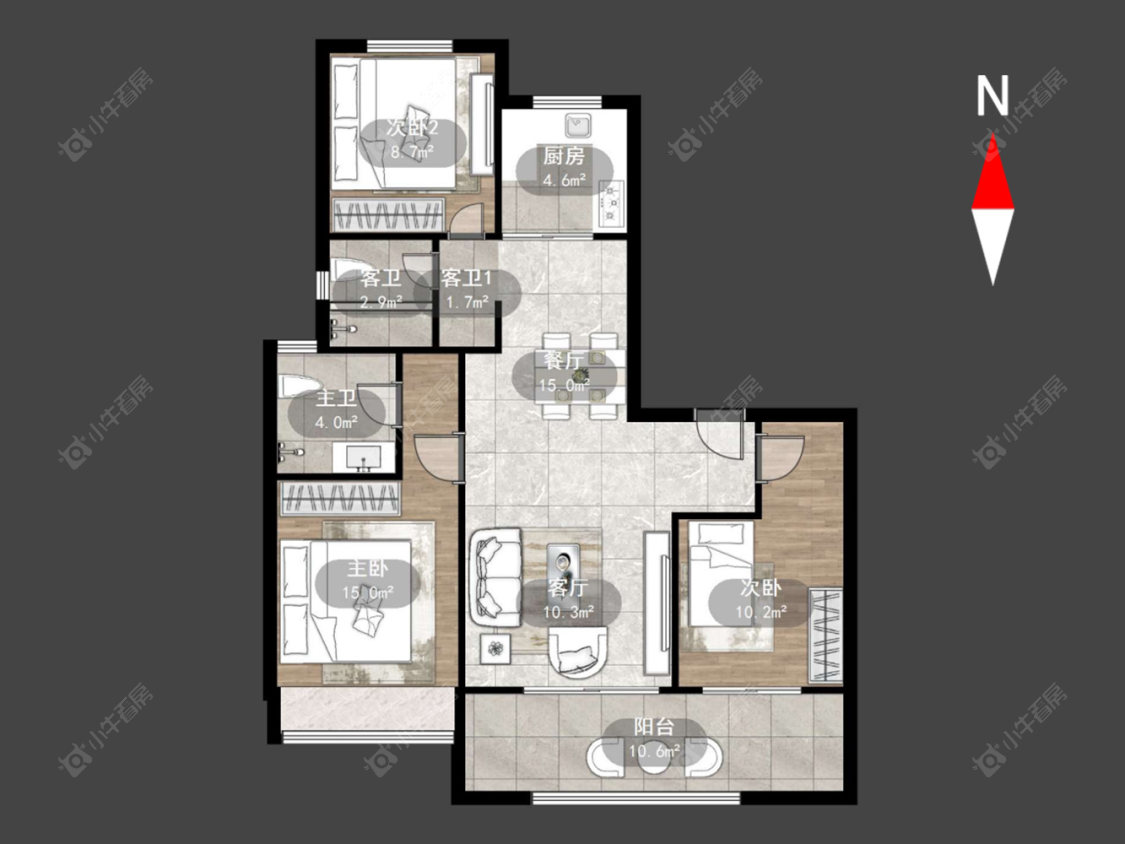 牡丹水岸首府房源户型图 常州牡丹水岸首府在售二手房源户型图_小牛看房