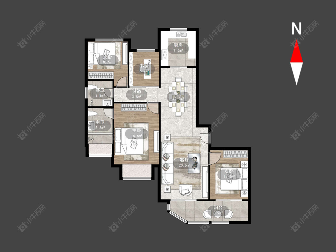常州世茂香槟湖五期在售二手房源户型图_小牛看房