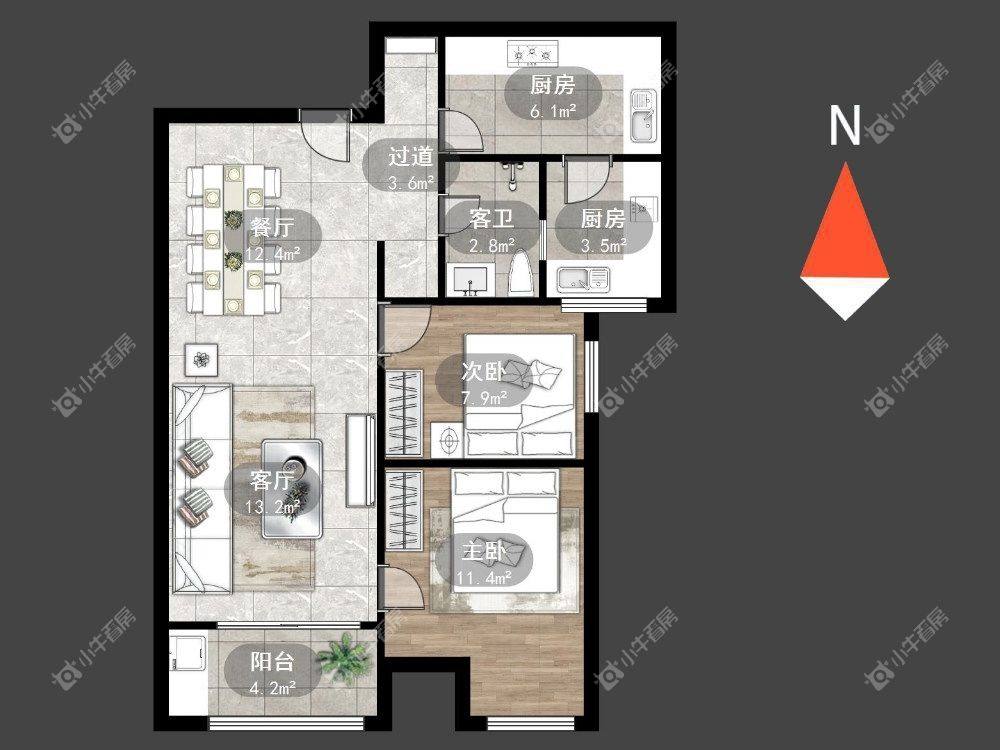 常州万达中央华城在租房源室内图_小牛看房