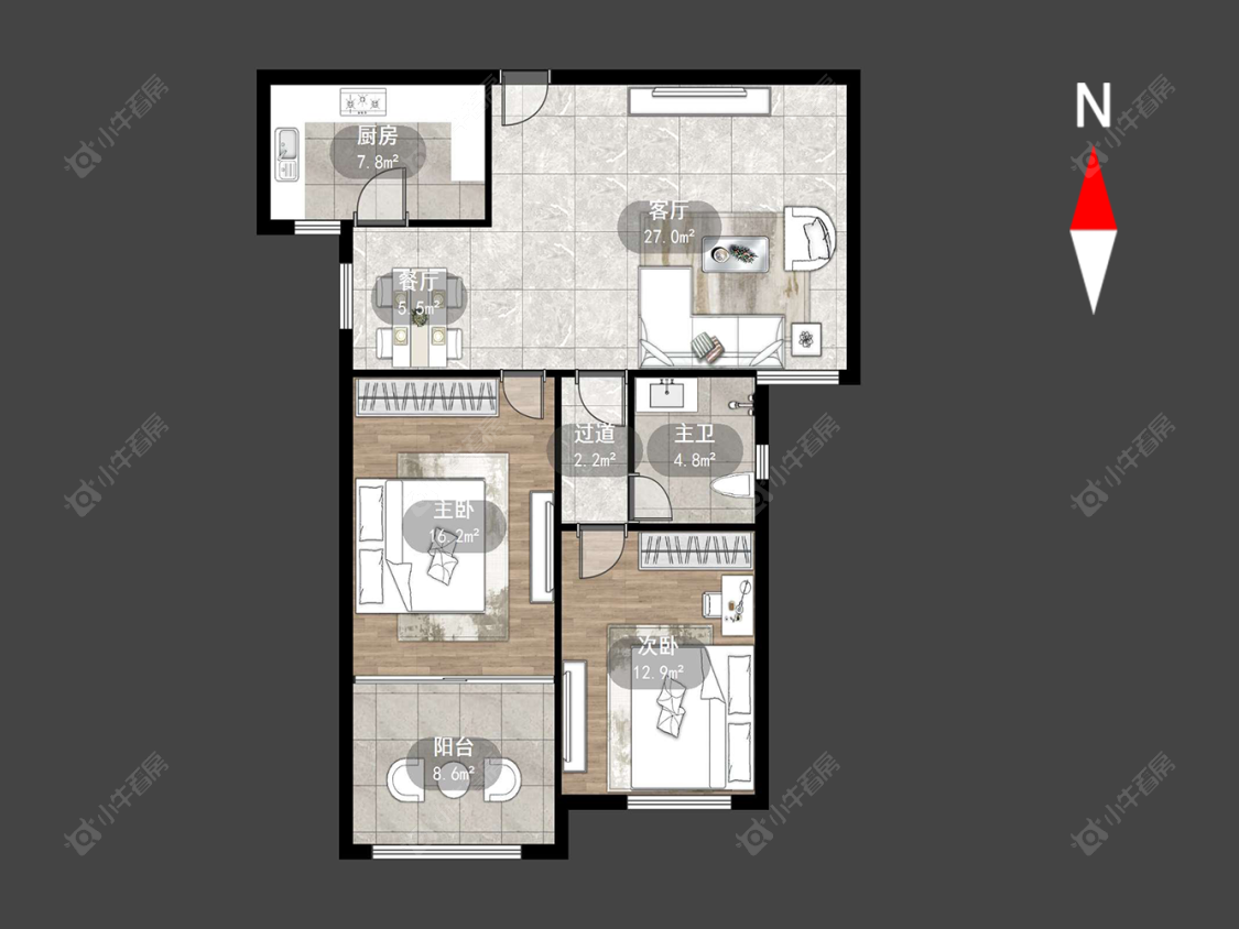 常州府西花园在售二手房源户型图_小牛看房