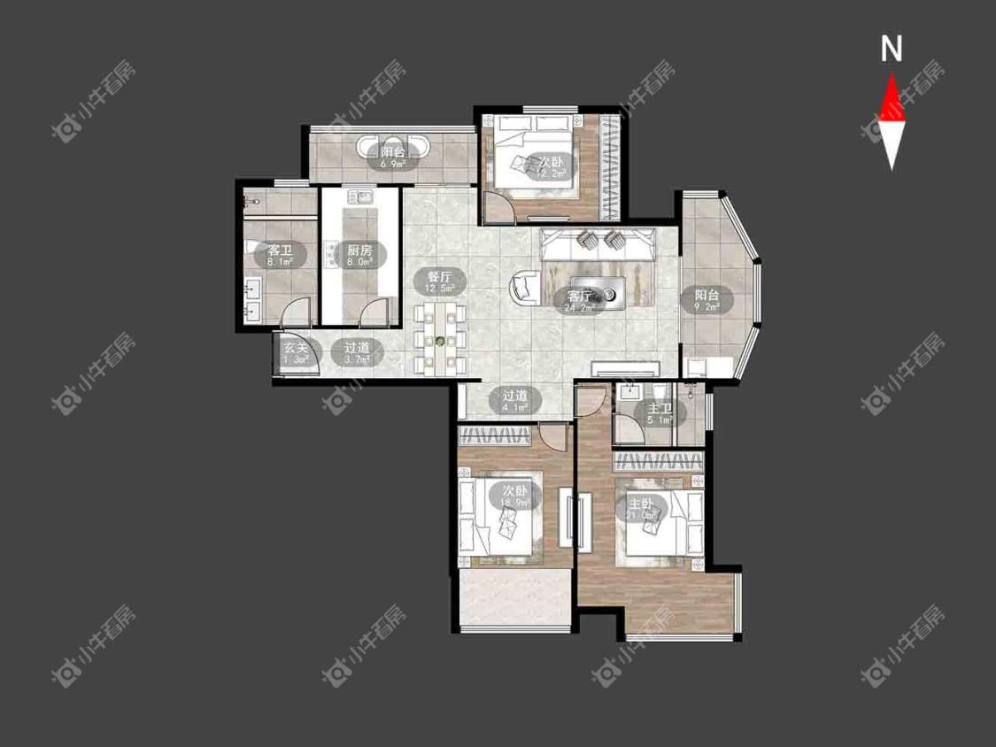 常州中央花园3室2厅2卫出租_小牛看房