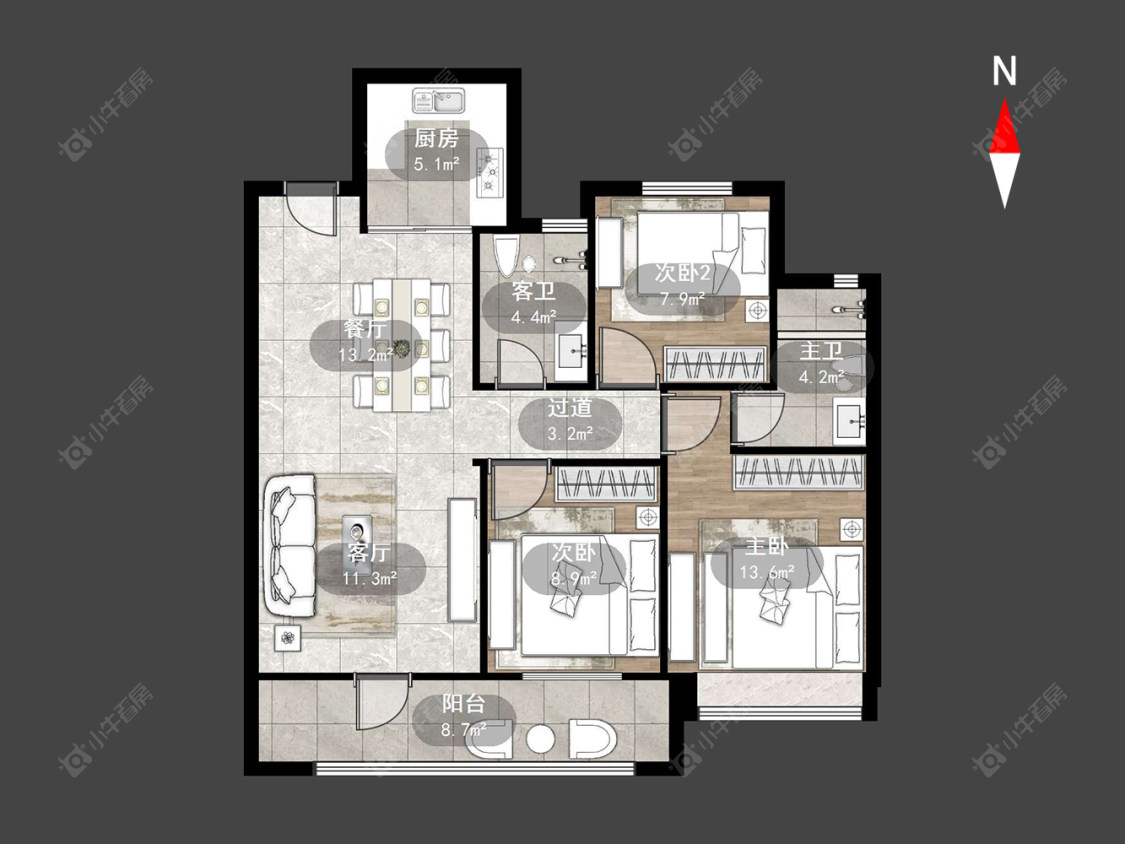 常州中梁金科启宸在售二手房源户型图_小牛看房