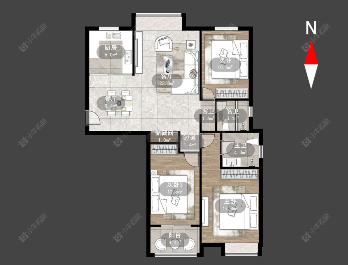 常州百馨西苑三期在售二手房源户型图_小牛看房