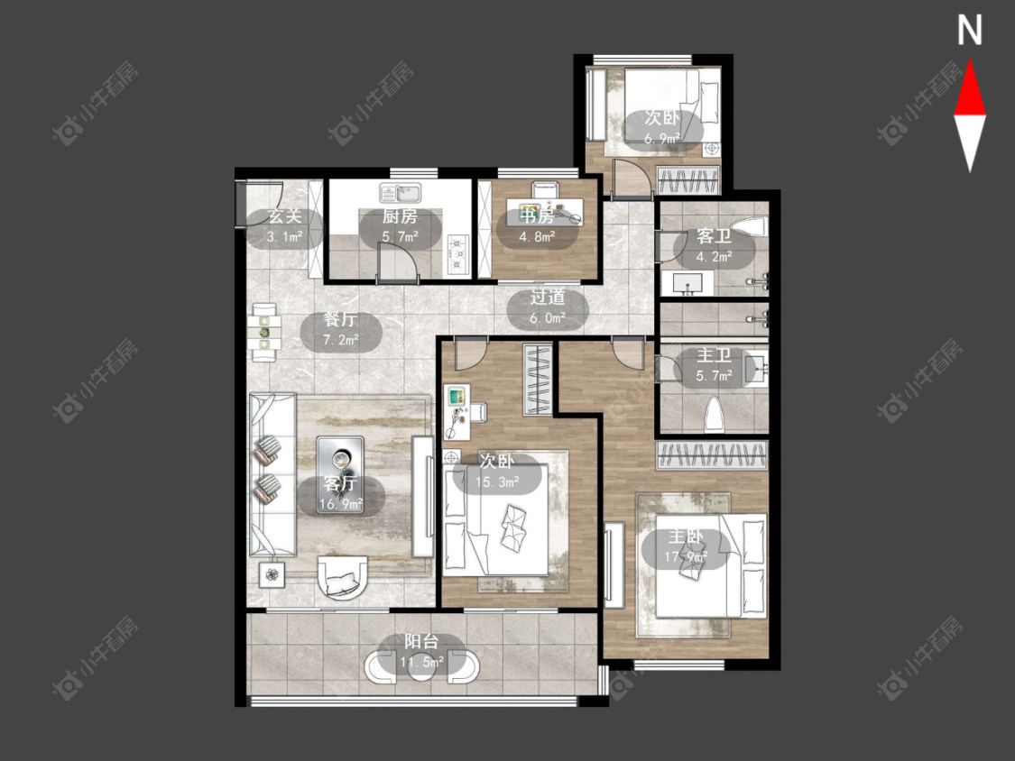 常州九洲新世界君玺在售二手房源户型图_小牛看房