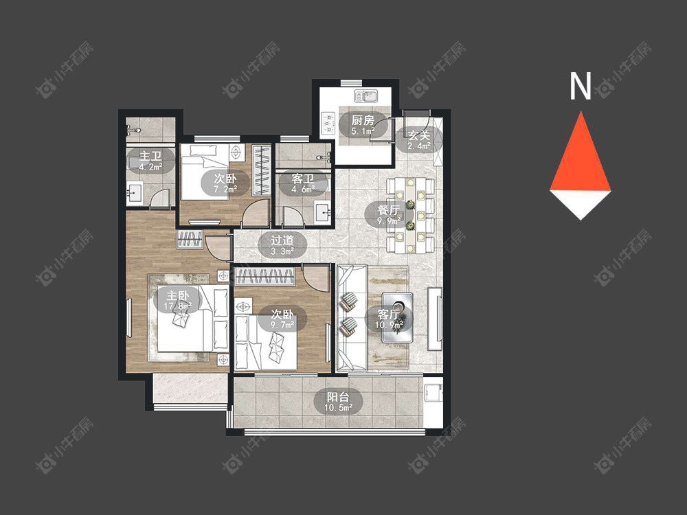 常州三盛汝悦春秋在售二手房源户型图_小牛看房