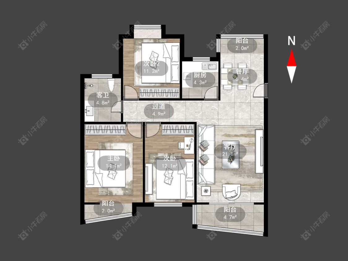 常州聚博花园在售二手房源户型图_小牛看房