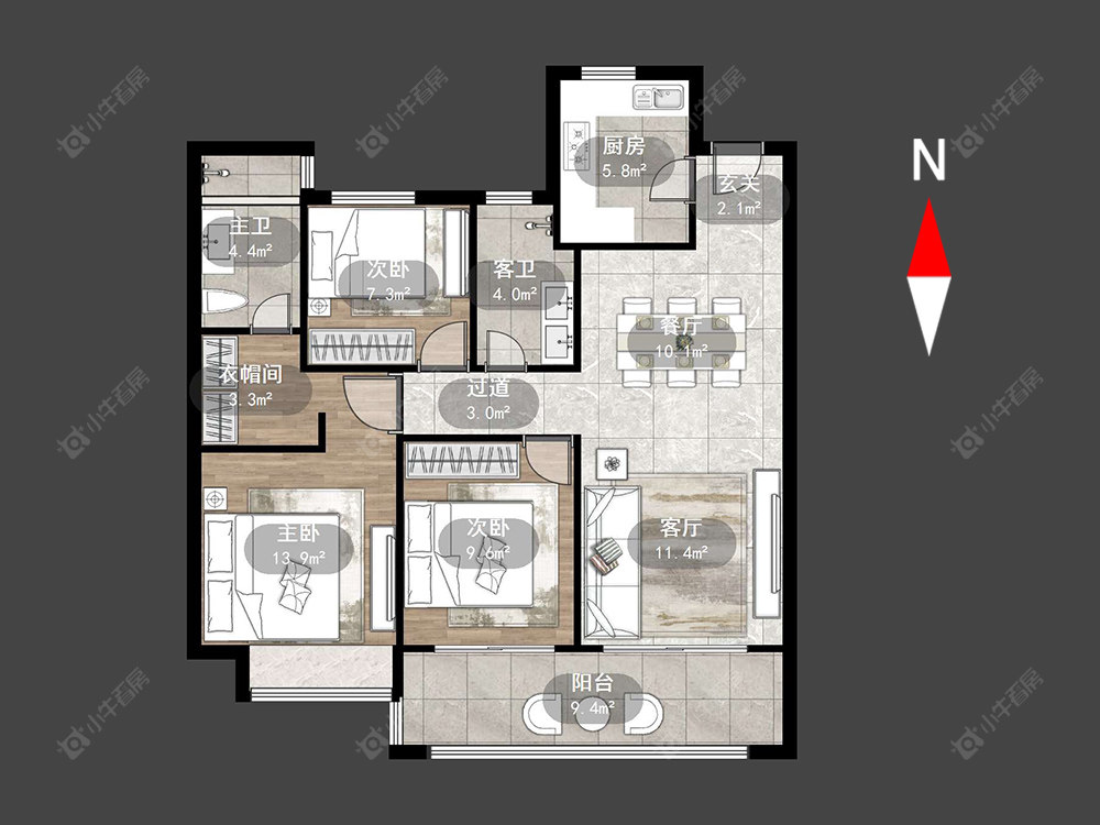 常州三盛汝悦春秋在售二手房源户型图_小牛看房