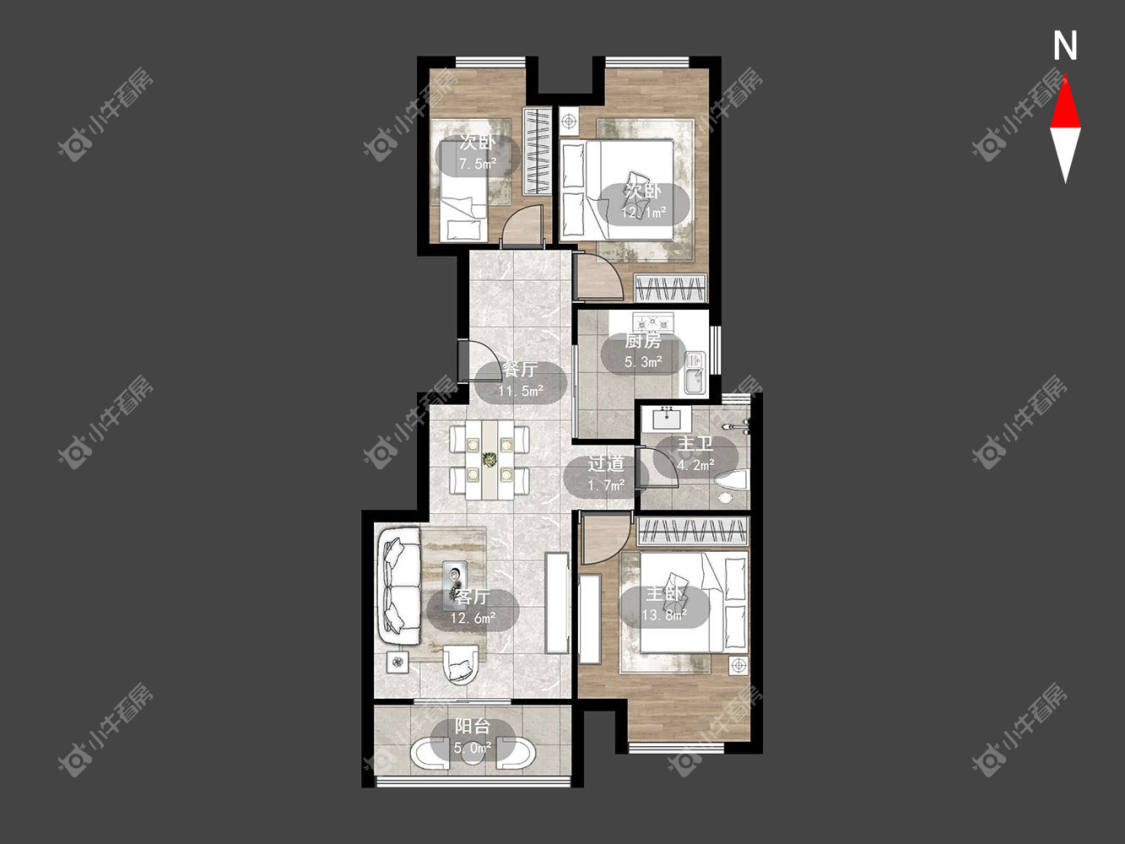 常州新城域一期3室2厅1卫出租_小牛看房