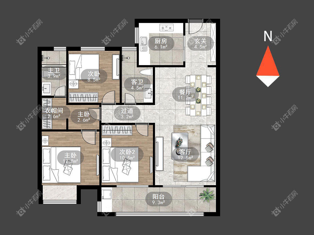 常州美的国宾府在租房源户型图_小牛看房