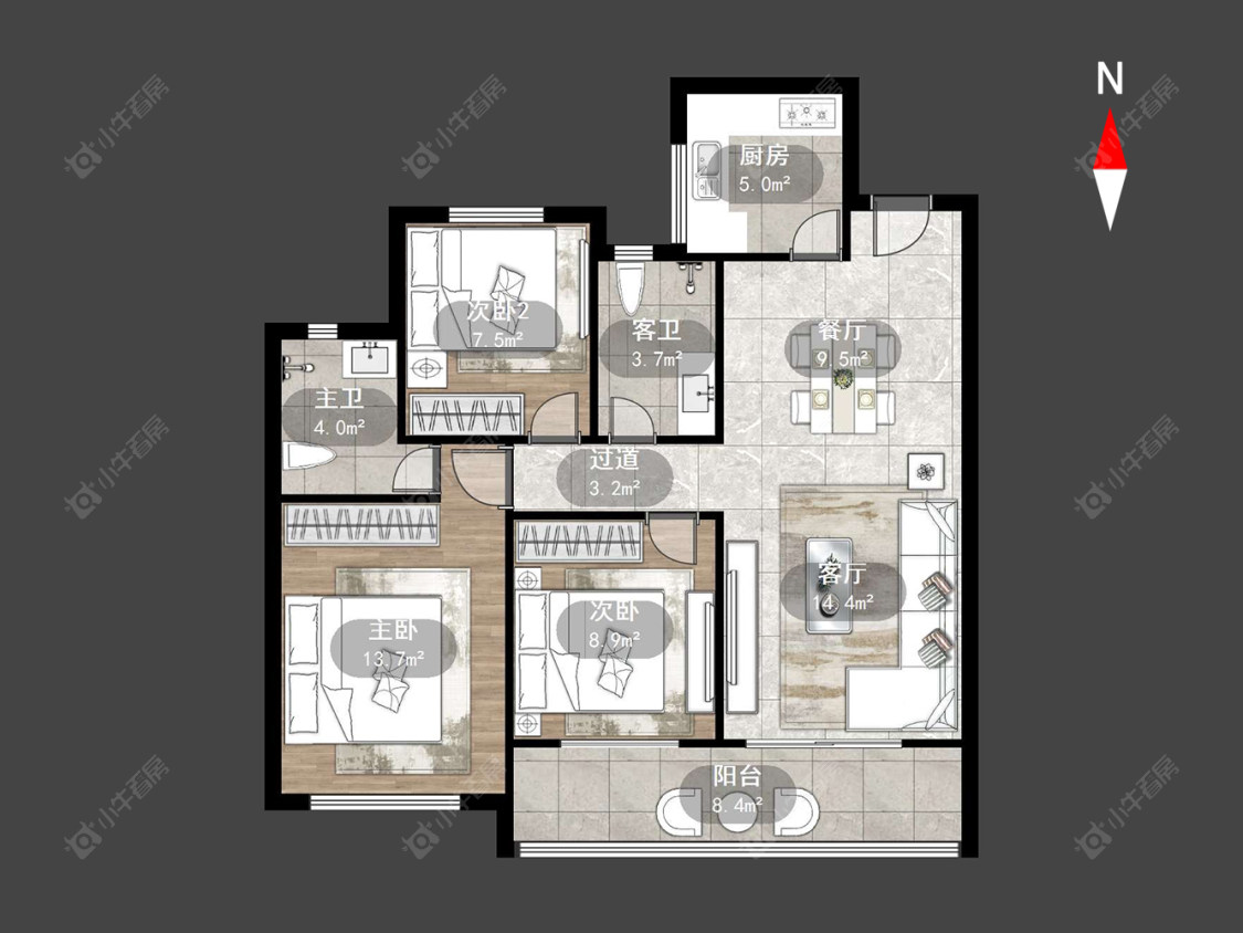 中梁金科启宸房源户型图 常州中梁金科启宸在售二手房源户型图_小牛看房