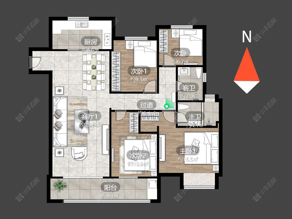 常州美的国宾府在售二手房源户型图_小牛看房
